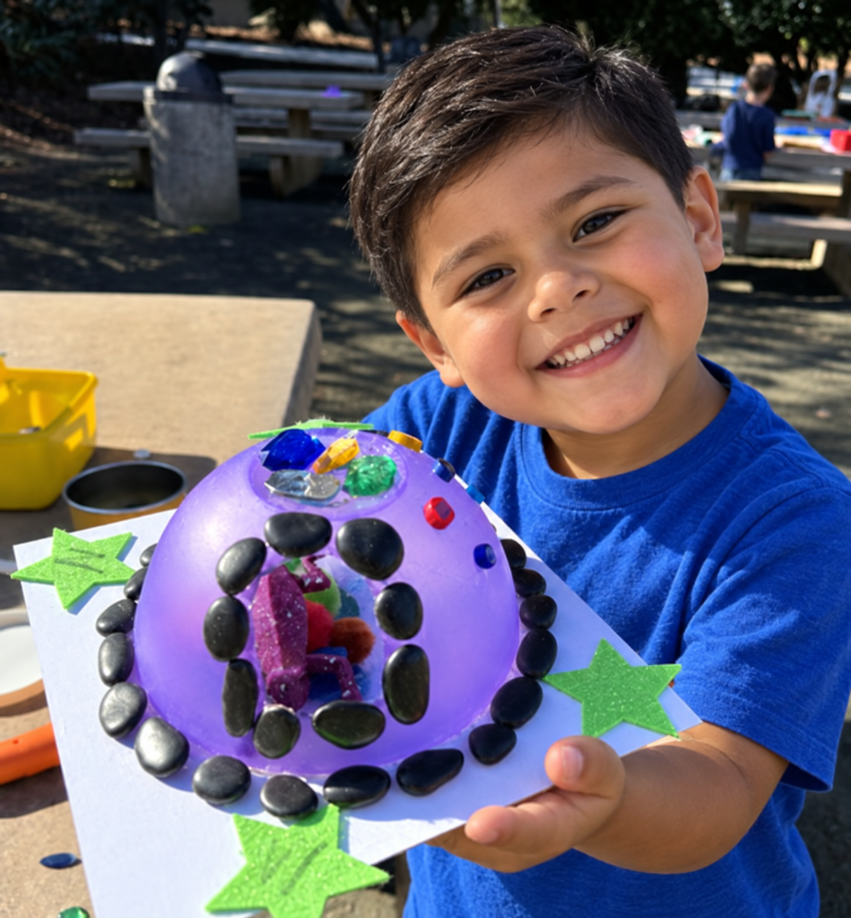 Kids building a sun seeker sanctuary